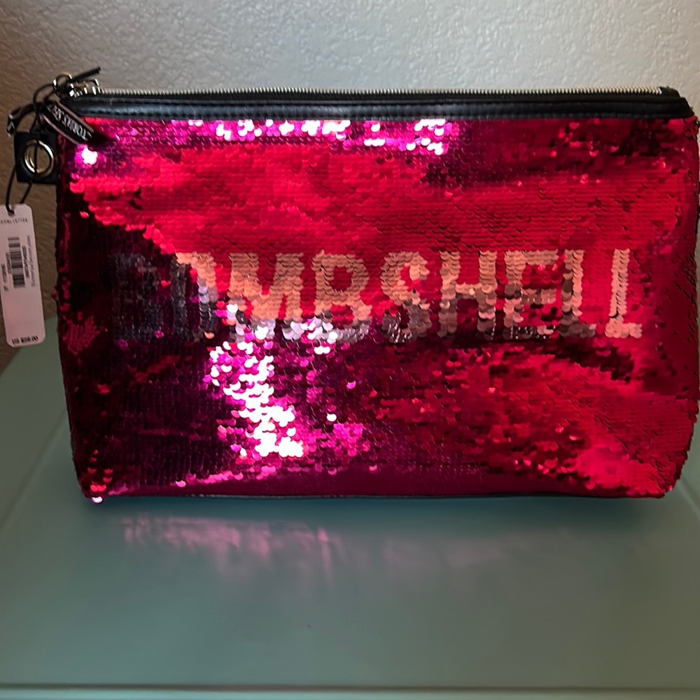 Victorias Secret sequined cosmetic bag.